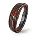 Uniqal braunes Lederarmband geflochten Unisex gravierbar Magnetverschluss Schmuck für Männer und Damen